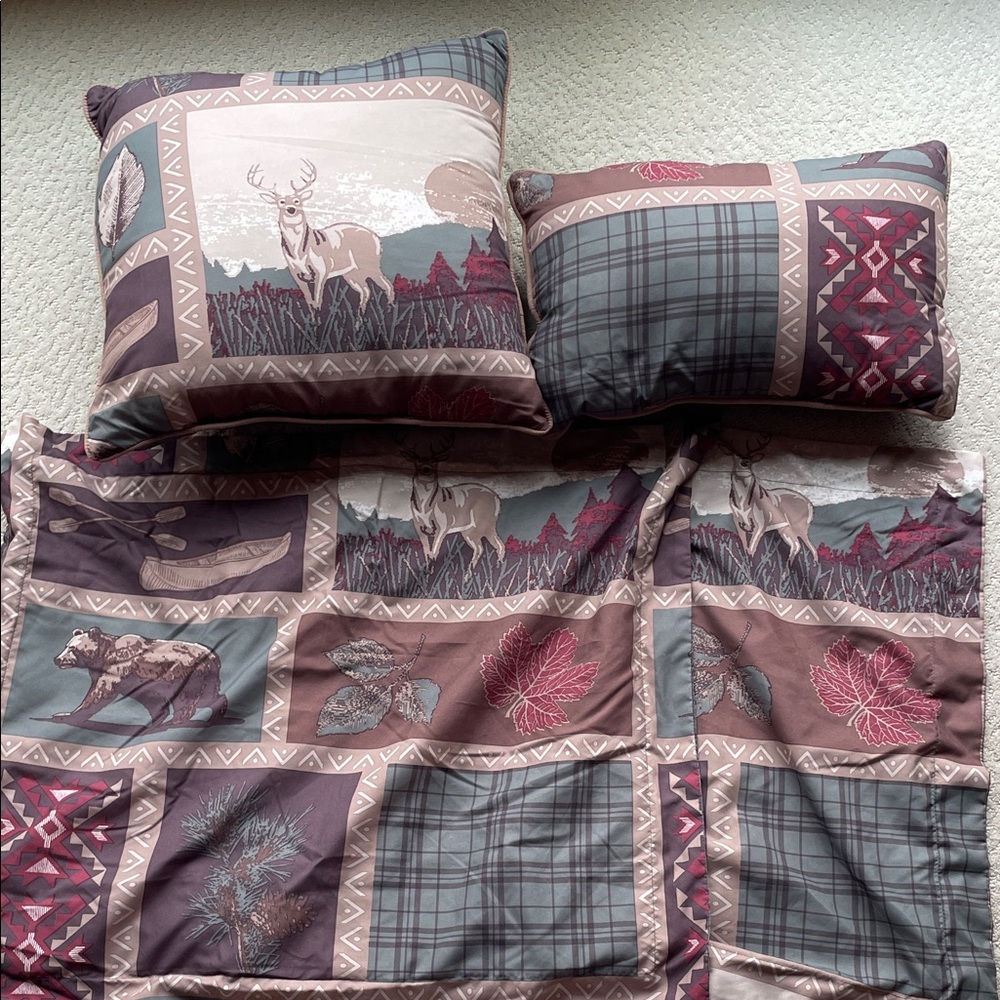 Rustic Deer & Bear throw pillows and shams